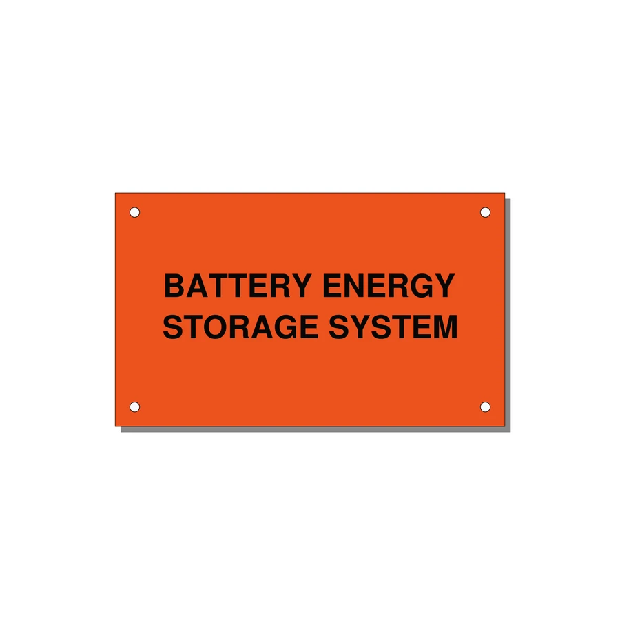5.0x3.0" Safety Label - BATTERY ENERGY STORAGE SY — 5x3" Black on Orange, Holes