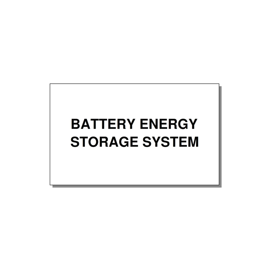5.0x3.0" Safety Label - BATTERY ENERGY STORAGE SY — 5x3" Black on White, Adhesive
