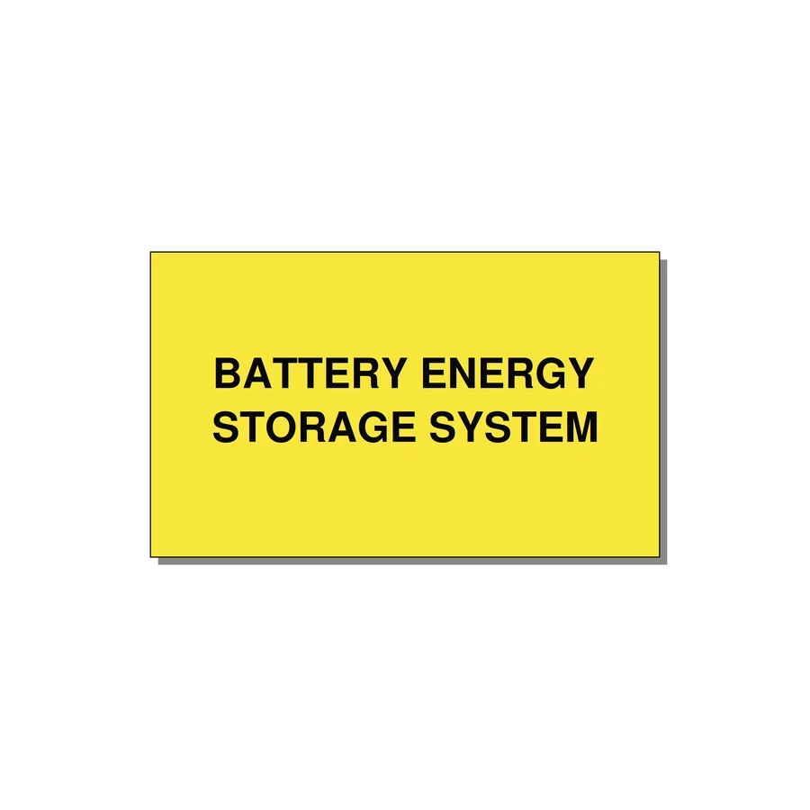 5.0x3.0" Safety Label - BATTERY ENERGY STORAGE SY — 5x3" Black on Yellow, Adhesive