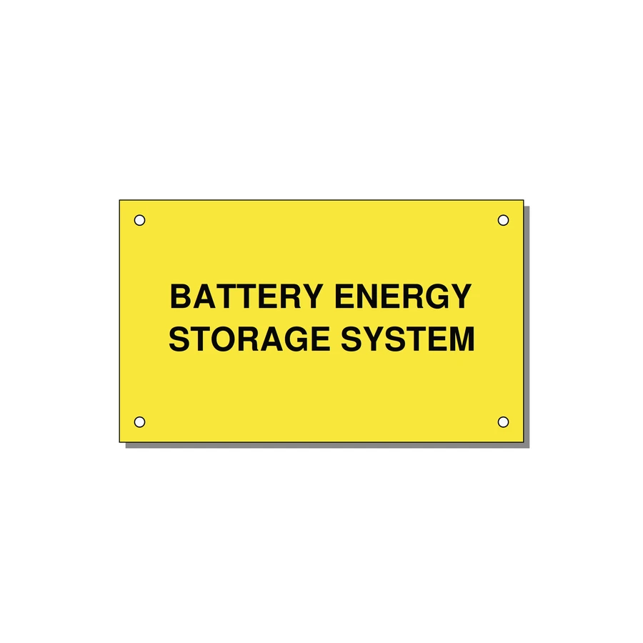 5.0x3.0" Safety Label - BATTERY ENERGY STORAGE SY — 5x3" Black on Yellow, Holes