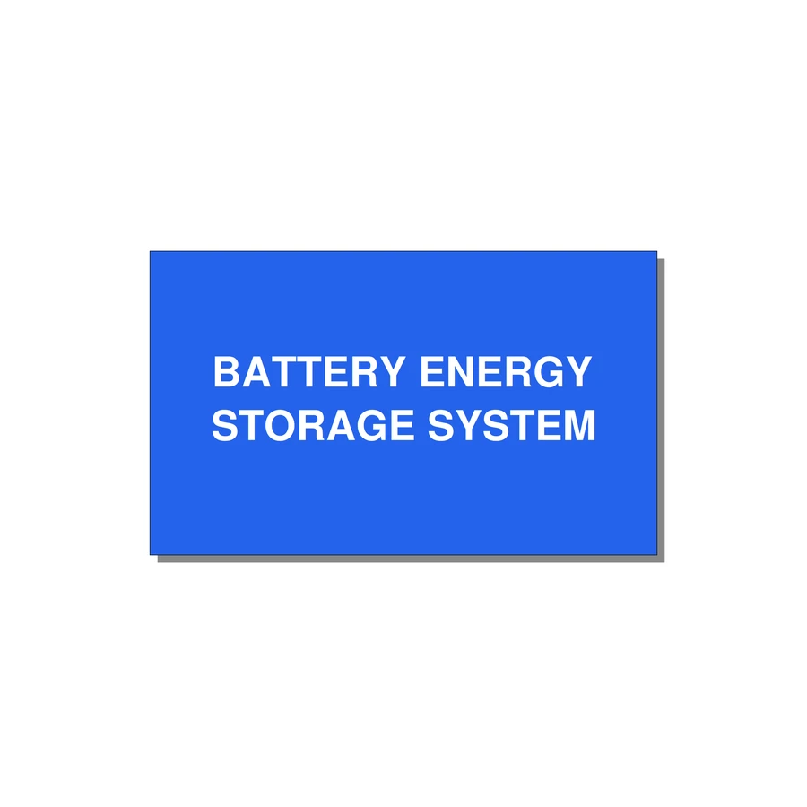 5.0x3.0" Safety Label - BATTERY ENERGY STORAGE SY — 5x3" White on Blue, Adhesive