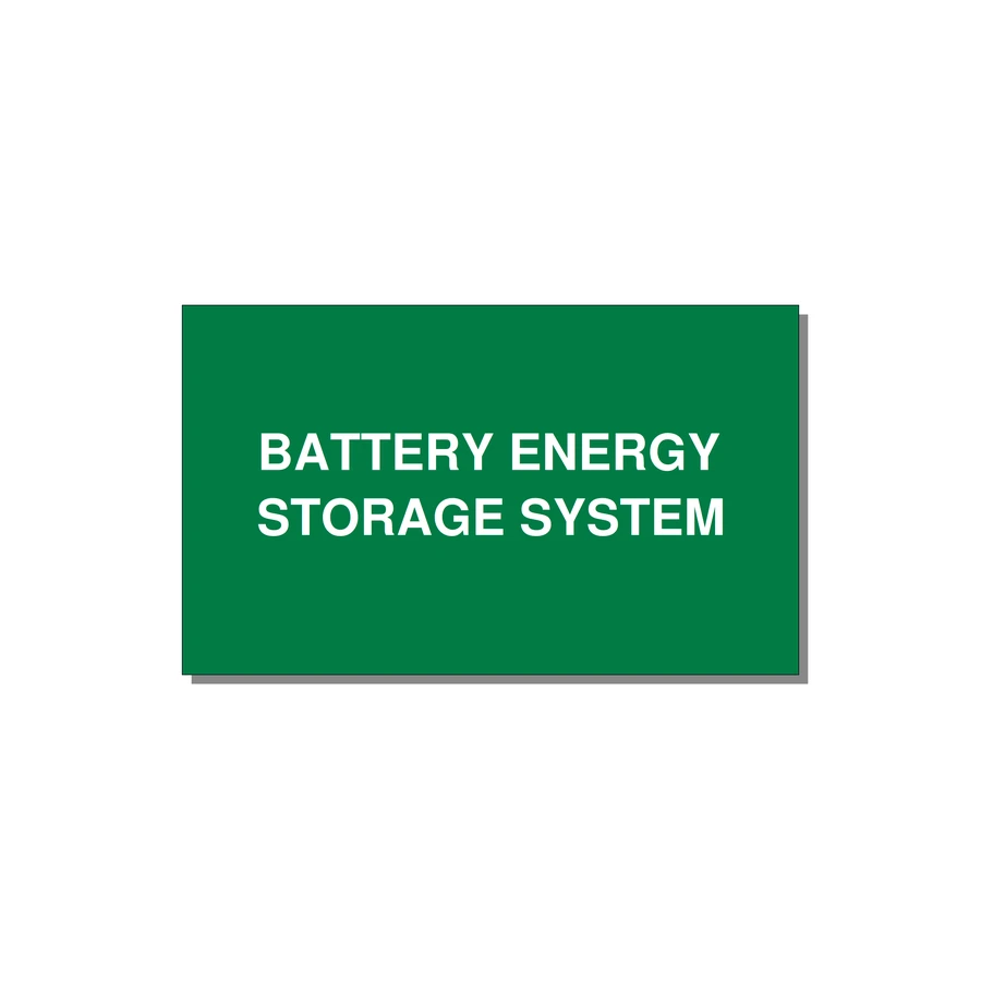 5.0x3.0" Safety Label - BATTERY ENERGY STORAGE SY — 5x3" White on Green, Adhesive