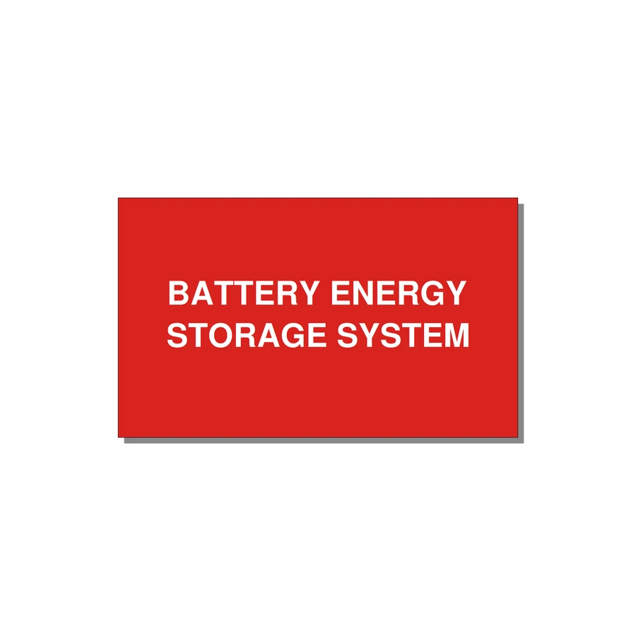 5.0x3.0" Safety Label - BATTERY ENERGY STORAGE SY — 5x3" White on Red, Adhesive