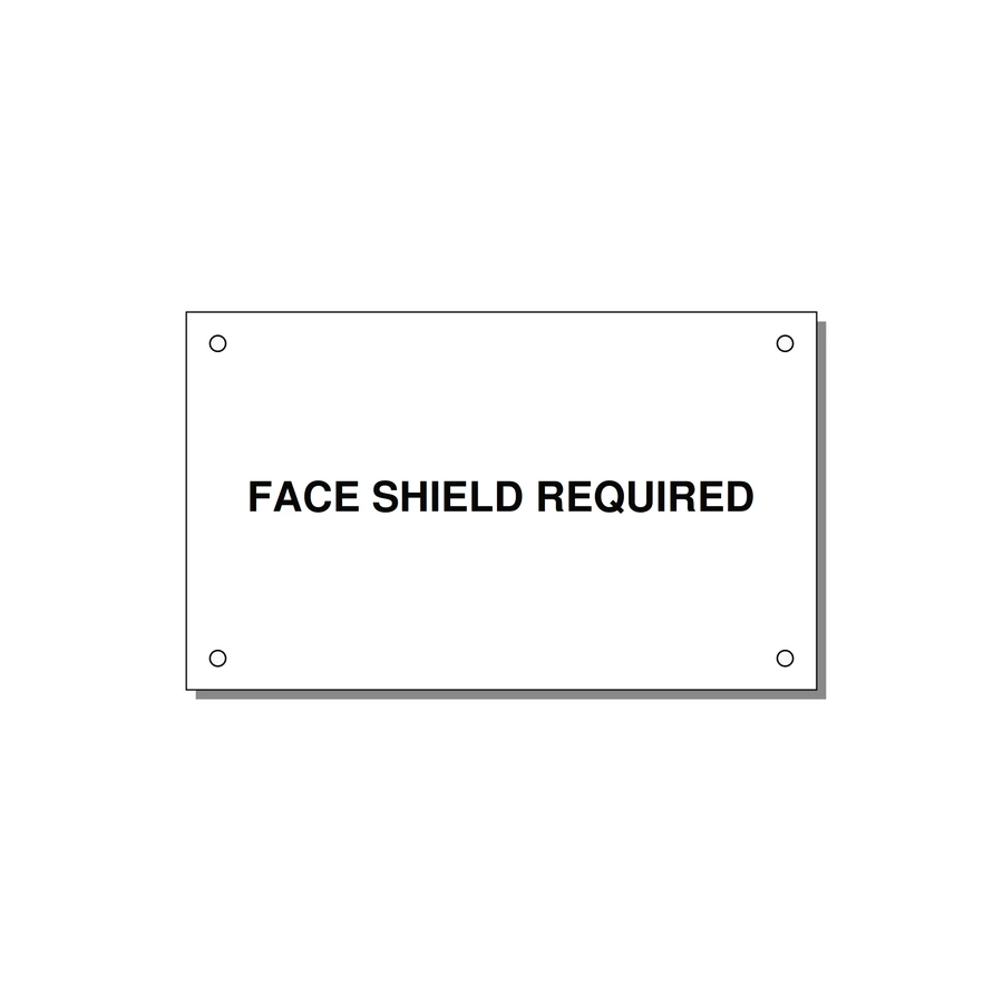 5.0x3.0" Safety Label - FACE SHIELD REQUIRED — 5x3" Black on White, Holes
