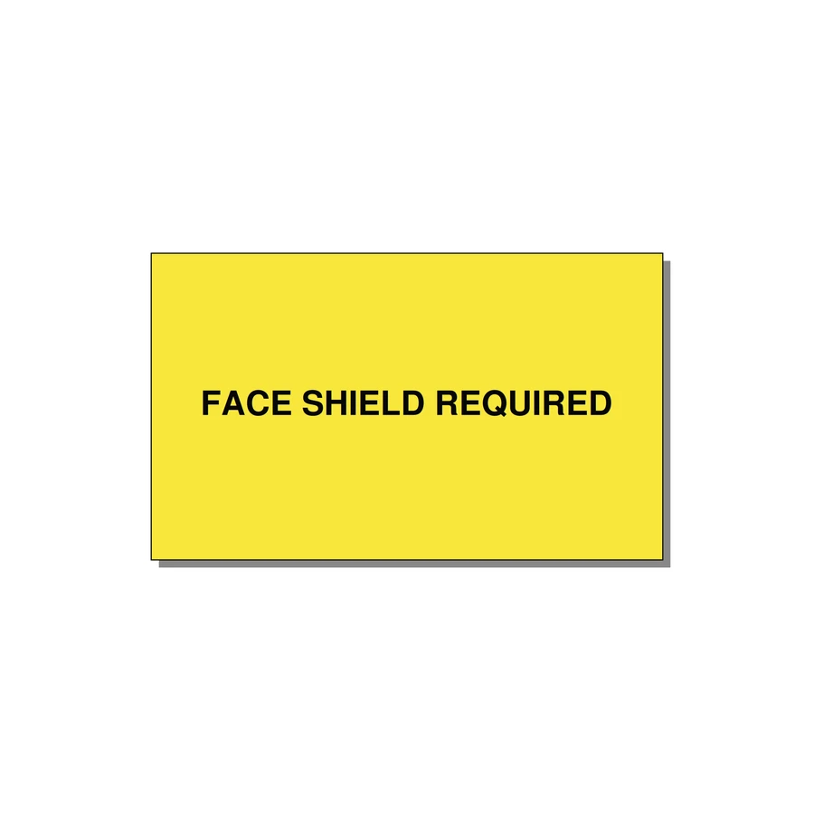5.0x3.0" Safety Label - FACE SHIELD REQUIRED — 5x3" Black on Yellow, Adhesive