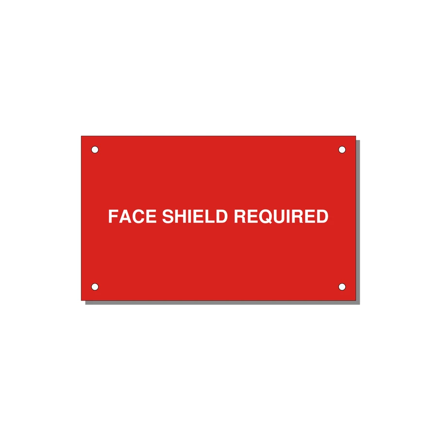 5.0x3.0" Safety Label - FACE SHIELD REQUIRED — 5x3" White on Red, Holes