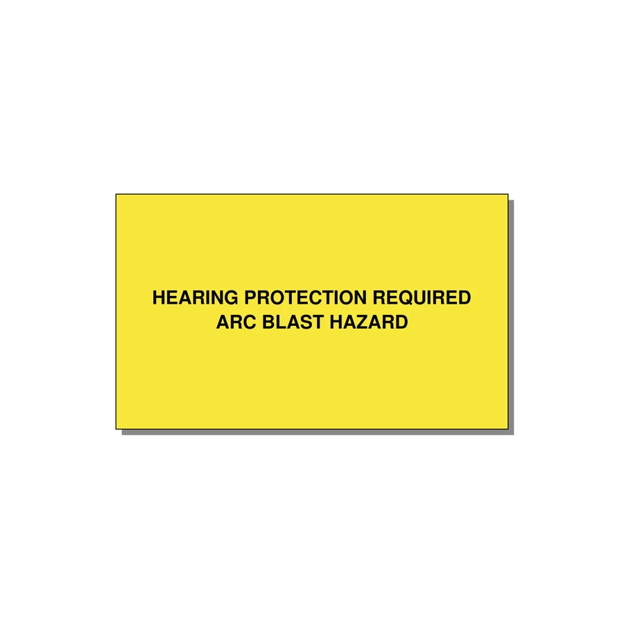5.0x3.0" Safety Label - HEARING PROTECTION REQUIR — 5x3" Black on Yellow, Adhesive