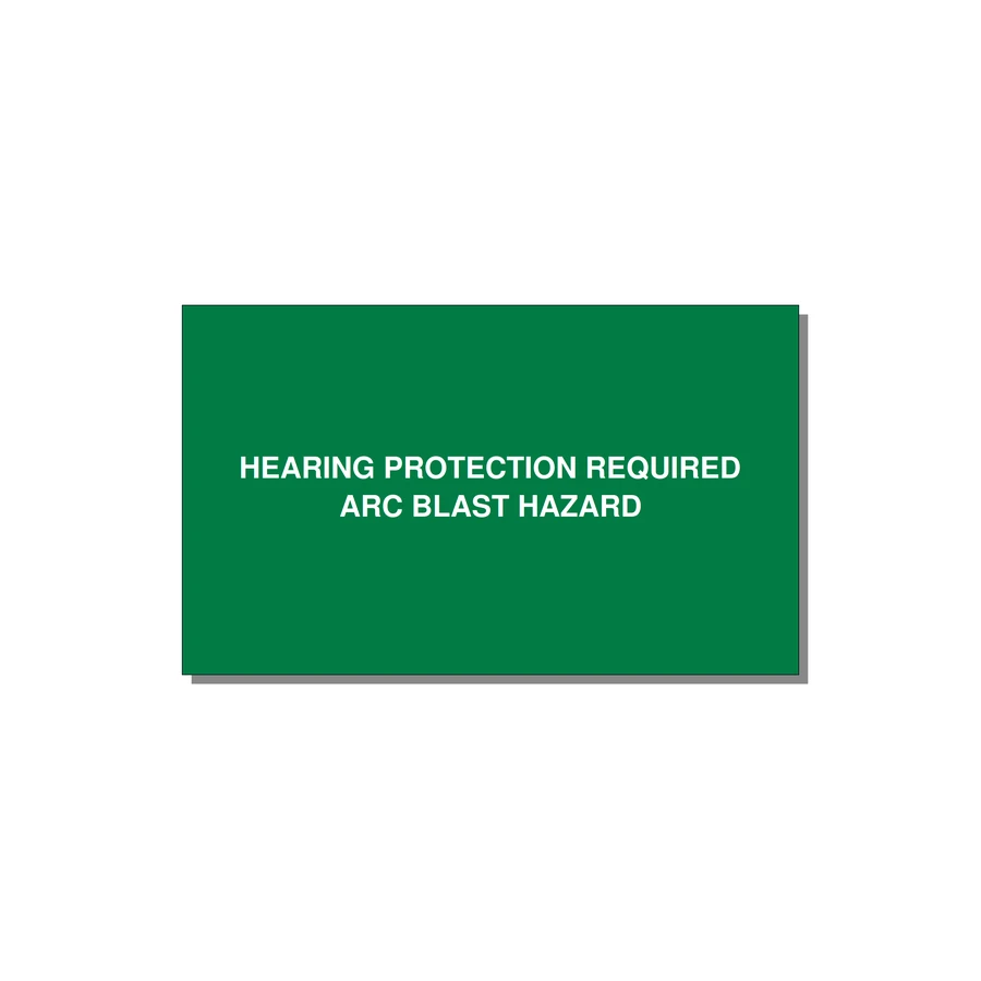 5.0x3.0" Safety Label - HEARING PROTECTION REQUIR — 5x3" White on Green, Adhesive