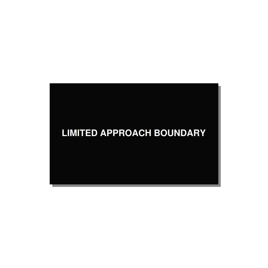 5.0x3.0" Safety Label - LIMITED APPROACH BOUNDARY — 5x3" White on Black, Adhesive