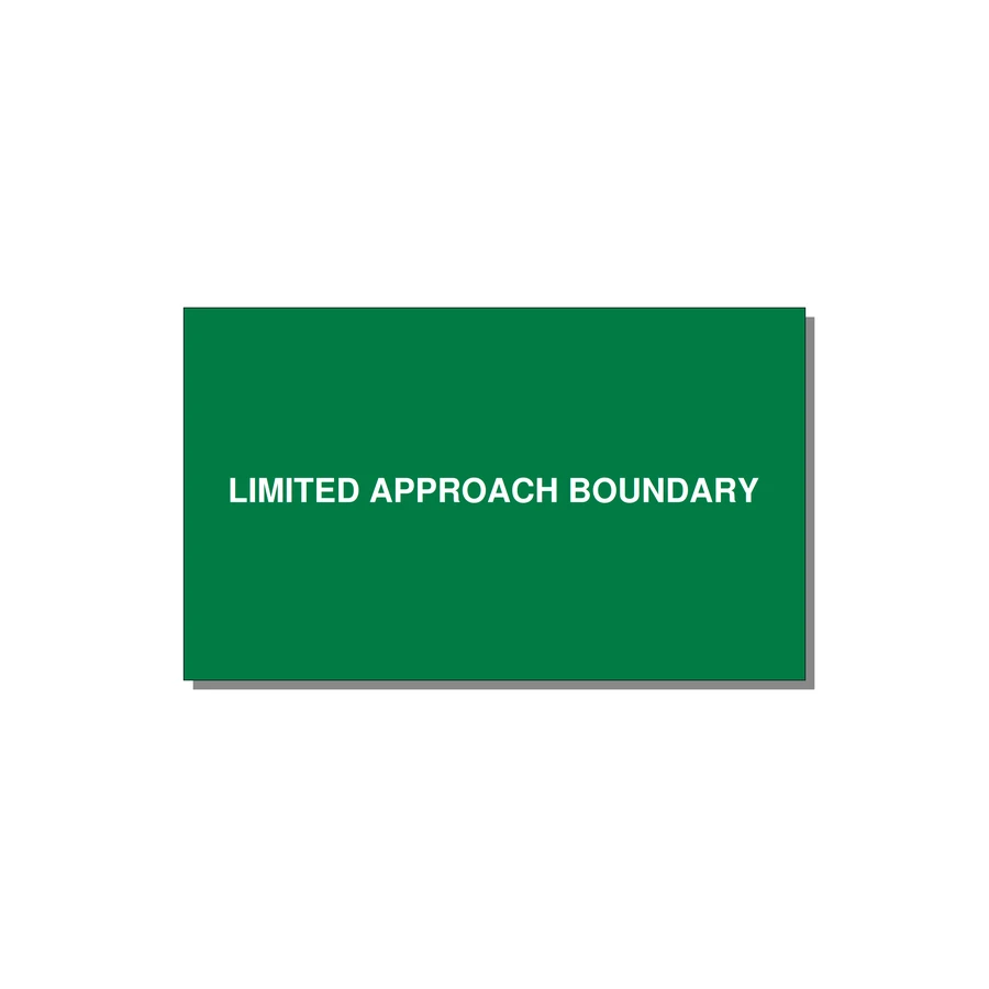 5.0x3.0" Safety Label - LIMITED APPROACH BOUNDARY — 5x3" White on Green, Adhesive