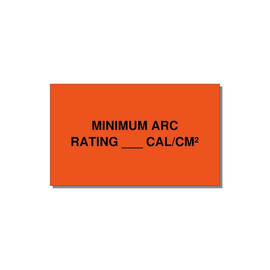 5.0x3.0" Safety Label - MINIMUM ARC RATING ___ CA — 5x3" Black on Orange, Adhesive