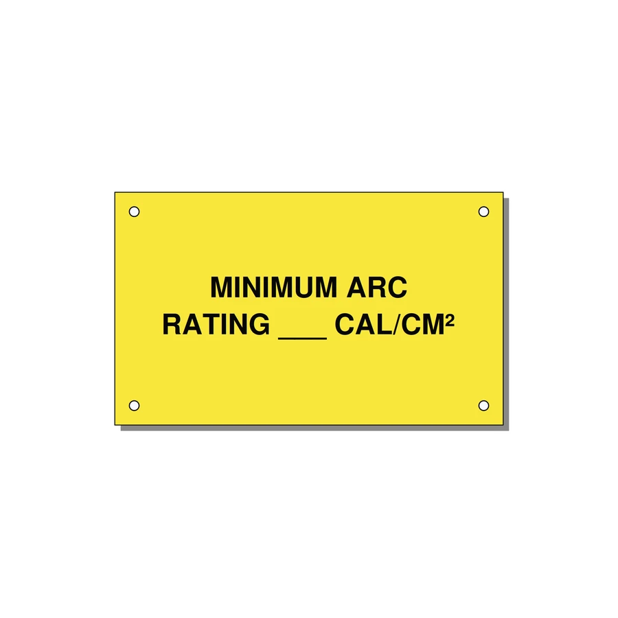 5.0x3.0" Safety Label - MINIMUM ARC RATING ___ CA — 5x3" Black on Yellow, Holes