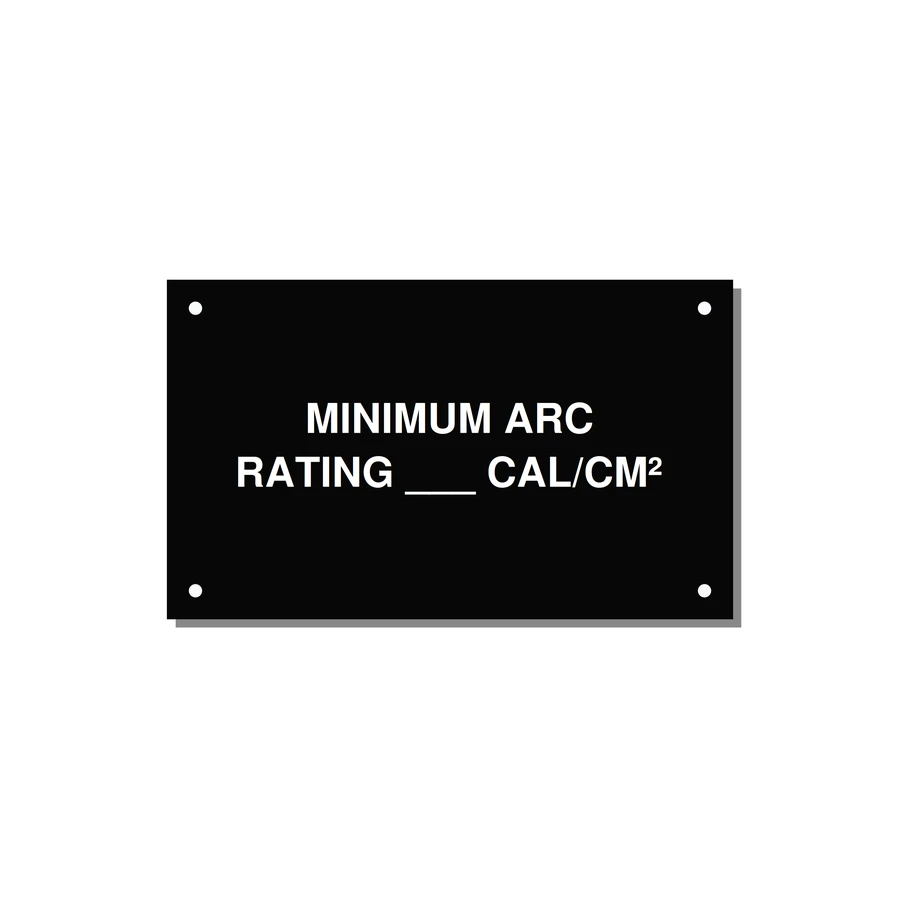 5.0x3.0" Safety Label - MINIMUM ARC RATING ___ CA — 5x3" White on Black, Holes