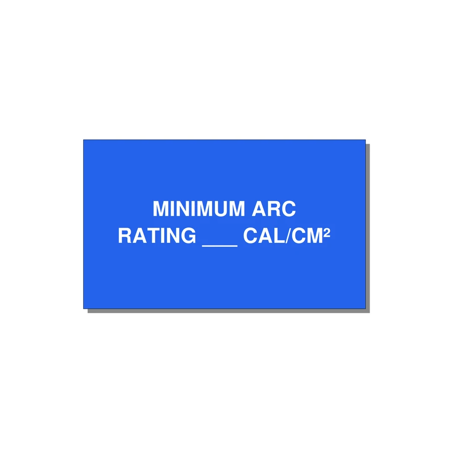 5.0x3.0" Safety Label - MINIMUM ARC RATING ___ CA — 5x3" White on Blue, Adhesive