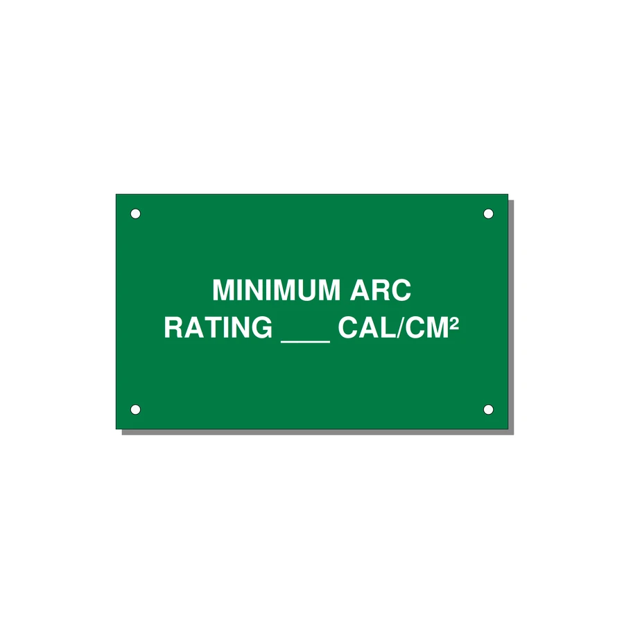 5.0x3.0" Safety Label - MINIMUM ARC RATING ___ CA — 5x3" White on Green, Holes