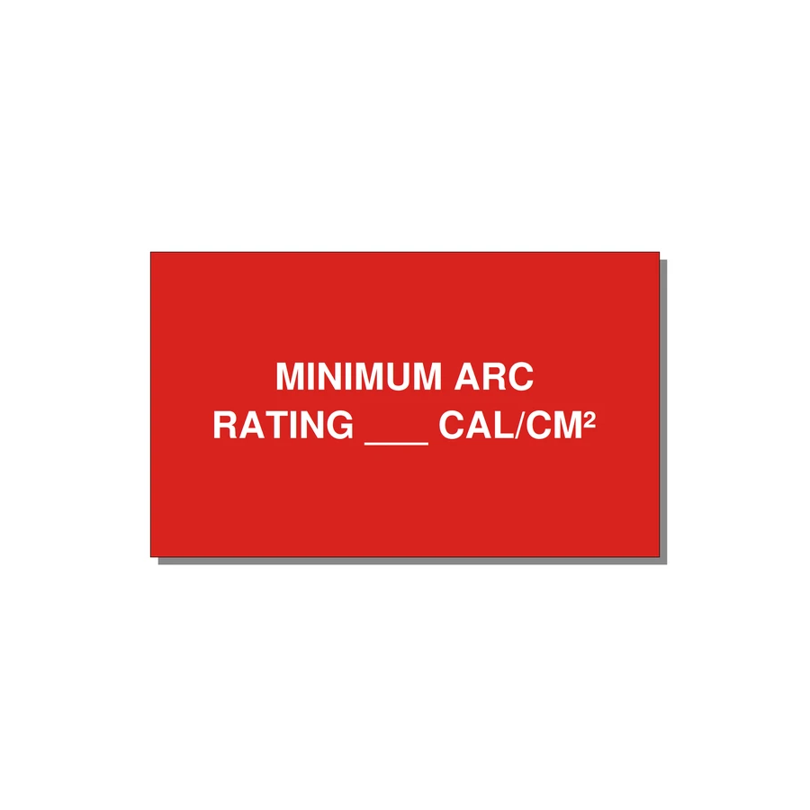 5.0x3.0" Safety Label - MINIMUM ARC RATING ___ CA — 5x3" White on Red, Adhesive