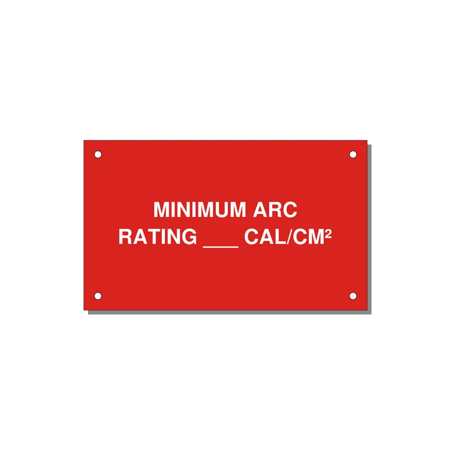 5.0x3.0" Safety Label - MINIMUM ARC RATING ___ CA — 5x3" White on Red, Holes