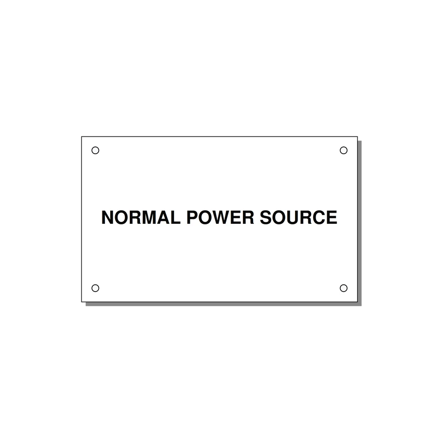 5.0x3.0" Safety Label - NORMAL POWER SOURCE — 5x3" Black on White, Holes