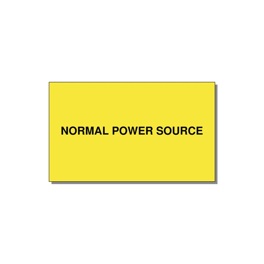 5.0x3.0" Safety Label - NORMAL POWER SOURCE — 5x3" Black on Yellow, Adhesive