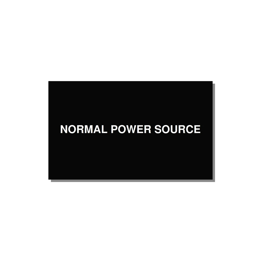 5.0x3.0" Safety Label - NORMAL POWER SOURCE — 5x3" White on Black, Adhesive