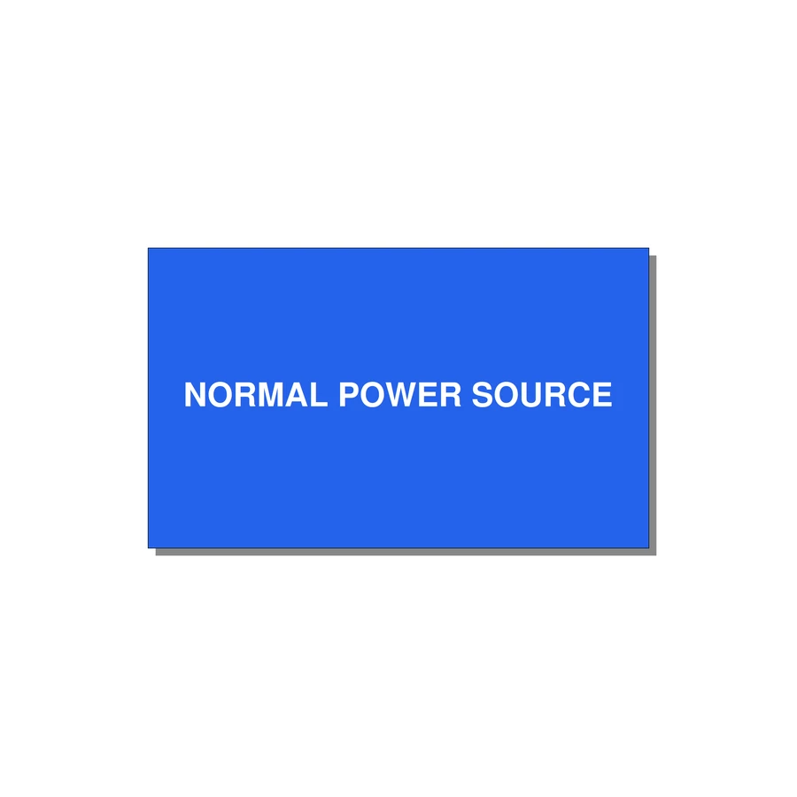 5.0x3.0" Safety Label - NORMAL POWER SOURCE — 5x3" White on Blue, Adhesive