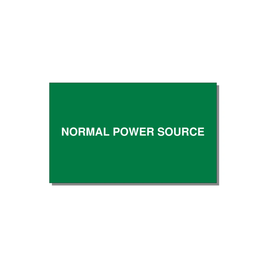 5.0x3.0" Safety Label - NORMAL POWER SOURCE — 5x3" White on Green, Adhesive