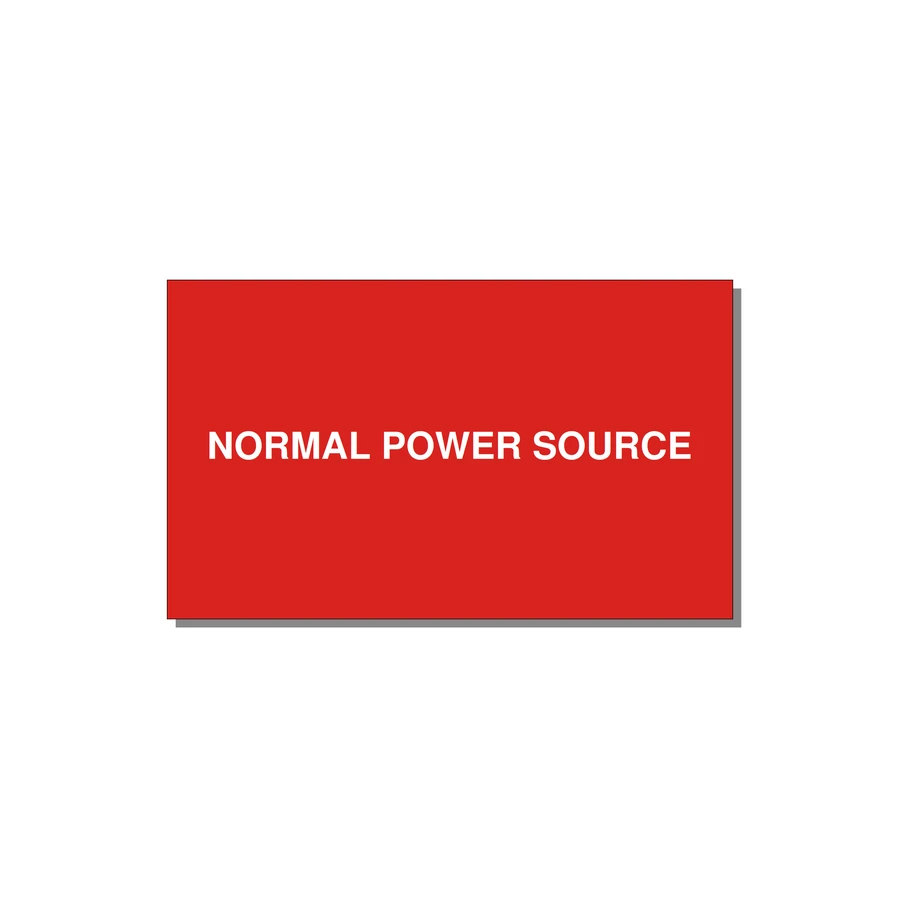 5.0x3.0" Safety Label - NORMAL POWER SOURCE — 5x3" White on Red, Adhesive