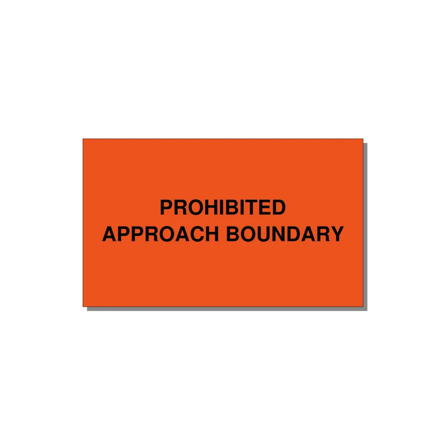 5.0x3.0" Safety Label - PROHIBITED APPROACH BOUND — 5x3" Black on Orange, Adhesive
