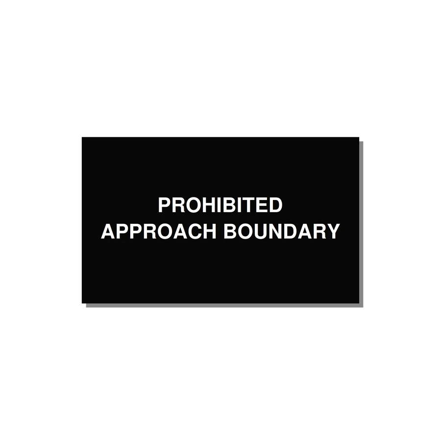 5.0x3.0" Safety Label - PROHIBITED APPROACH BOUND — 5x3" White on Black, Adhesive