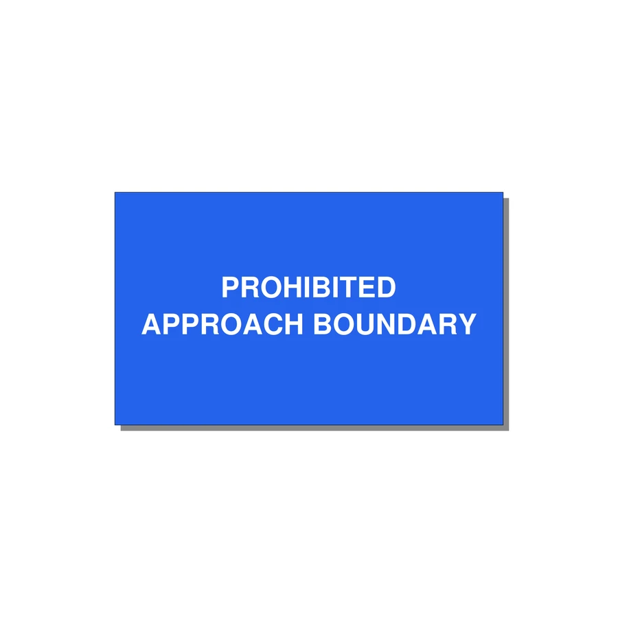 5.0x3.0" Safety Label - PROHIBITED APPROACH BOUND — 5x3" White on Blue, Adhesive