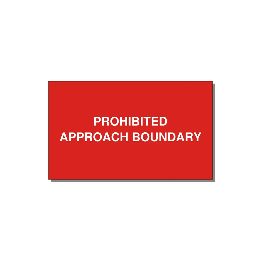 5.0x3.0" Safety Label - PROHIBITED APPROACH BOUND — 5x3" White on Red, Adhesive