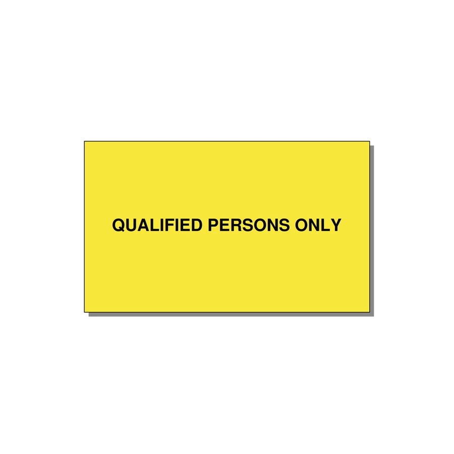 5.0x3.0" Safety Label - QUALIFIED PERSONS ONLY — 5x3" Black on Yellow, Adhesive