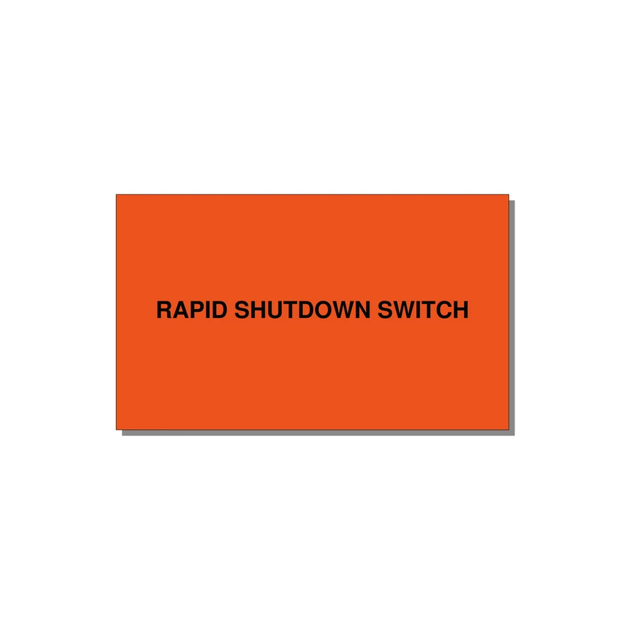 5.0x3.0" Safety Label - RAPID SHUTDOWN SWITCH — 5x3" Black on Orange, Adhesive