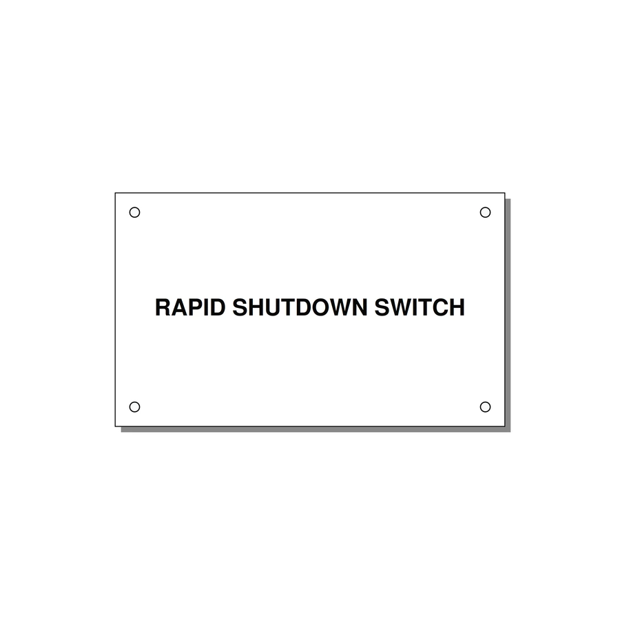 5.0x3.0" Safety Label - RAPID SHUTDOWN SWITCH — 5x3" Black on White, Holes