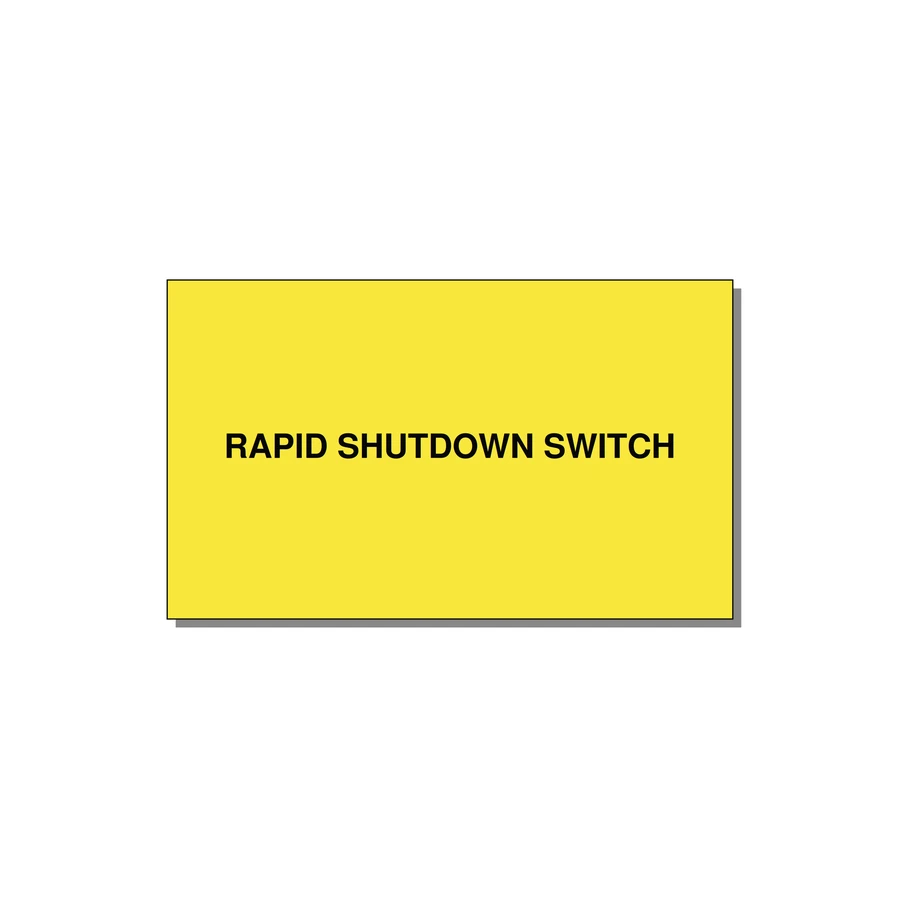 5.0x3.0" Safety Label - RAPID SHUTDOWN SWITCH — 5x3" Black on Yellow, Adhesive