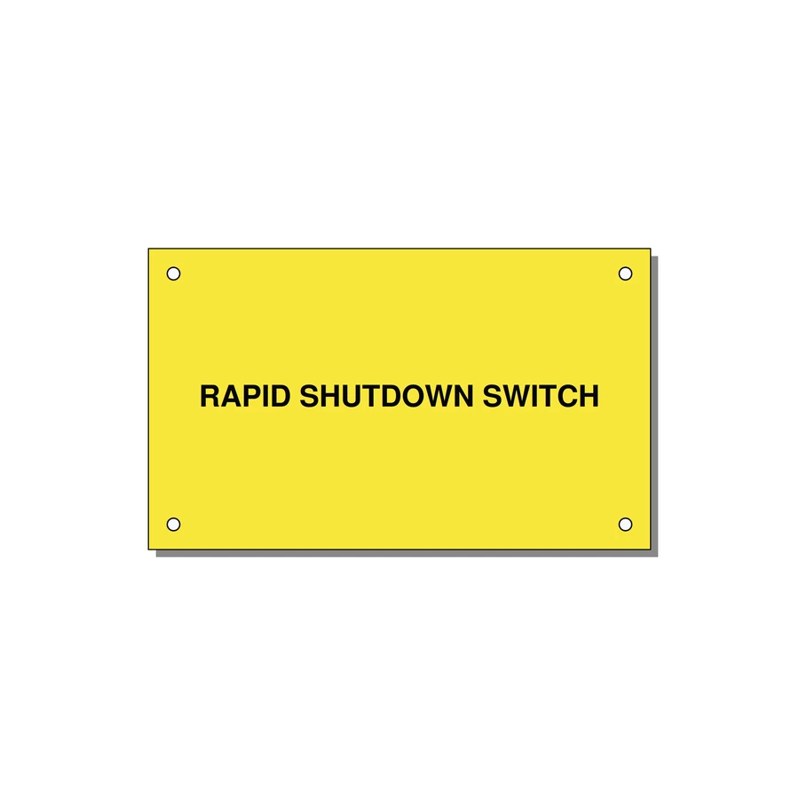 5.0x3.0" Safety Label - RAPID SHUTDOWN SWITCH — 5x3" Black on Yellow, Holes