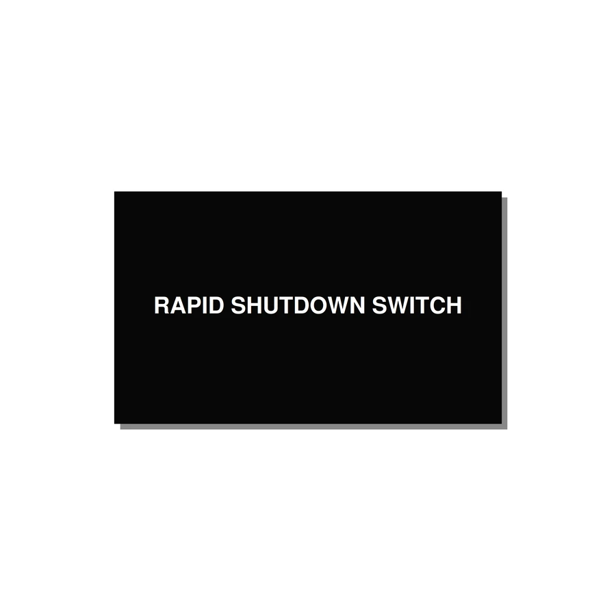 5.0x3.0" Safety Label - RAPID SHUTDOWN SWITCH — 5x3" White on Black, Adhesive