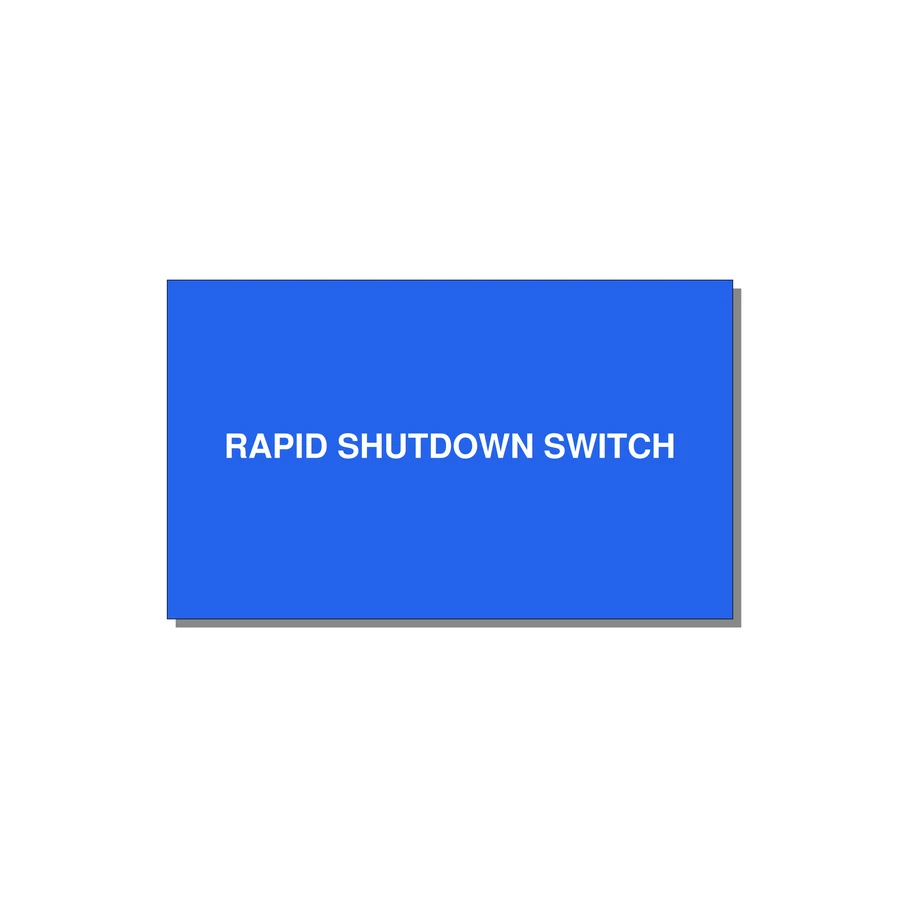 5.0x3.0" Safety Label - RAPID SHUTDOWN SWITCH — 5x3" White on Blue, Adhesive