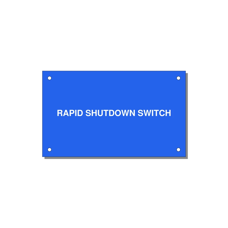 5.0x3.0" Safety Label - RAPID SHUTDOWN SWITCH — 5x3" White on Blue, Holes