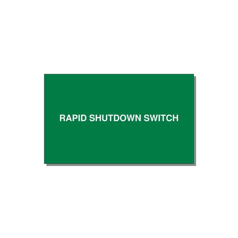 5.0x3.0" Safety Label - RAPID SHUTDOWN SWITCH — 5x3" White on Green, Adhesive