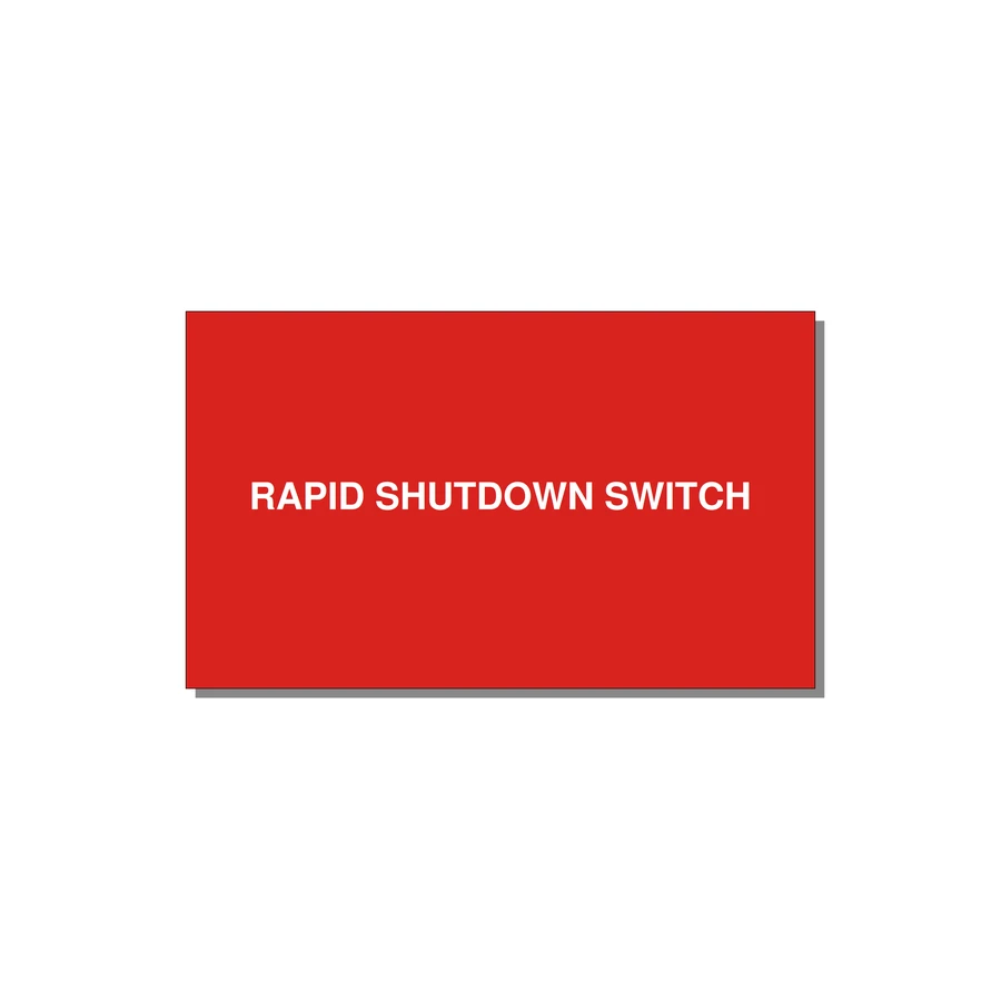 5.0x3.0" Safety Label - RAPID SHUTDOWN SWITCH — 5x3" White on Red, Adhesive