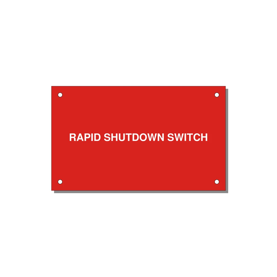5.0x3.0" Safety Label - RAPID SHUTDOWN SWITCH — 5x3" White on Red, Holes