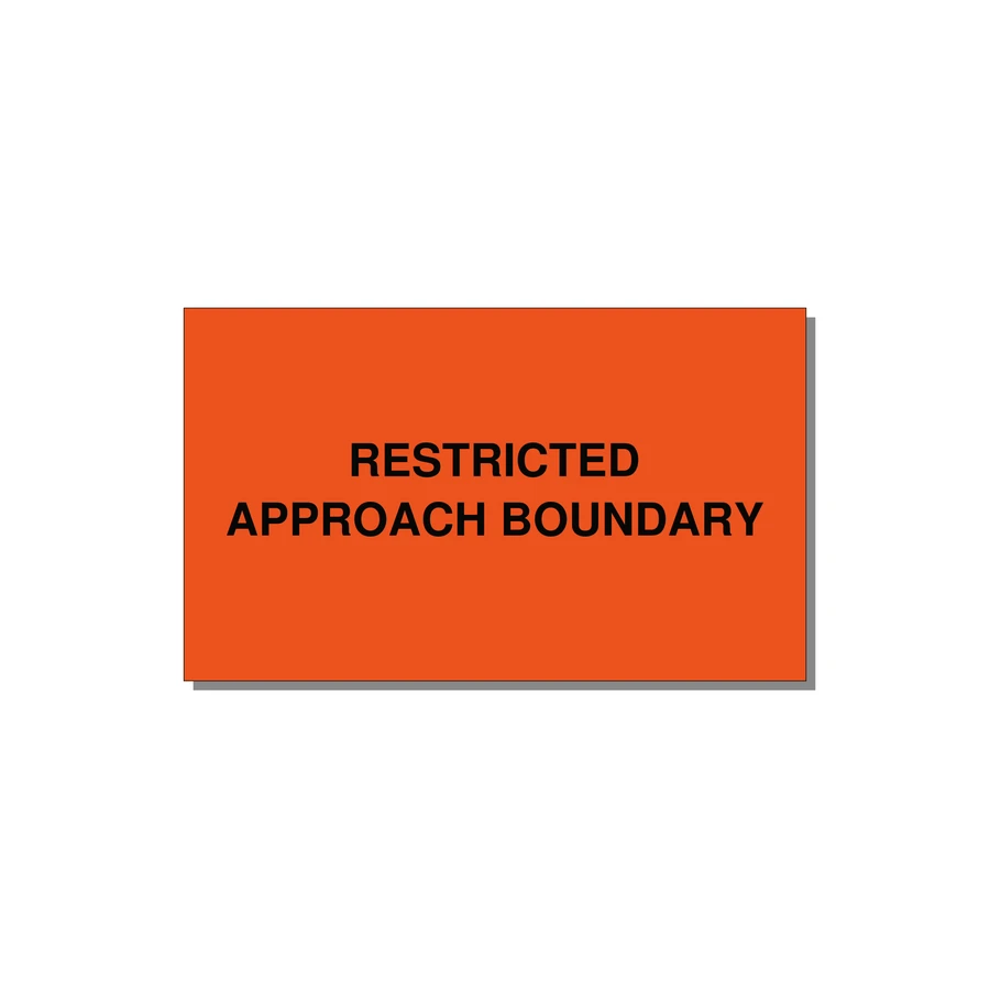 5.0x3.0" Safety Label - RESTRICTED APPROACH BOUND — 5x3" Black on Orange, Adhesive