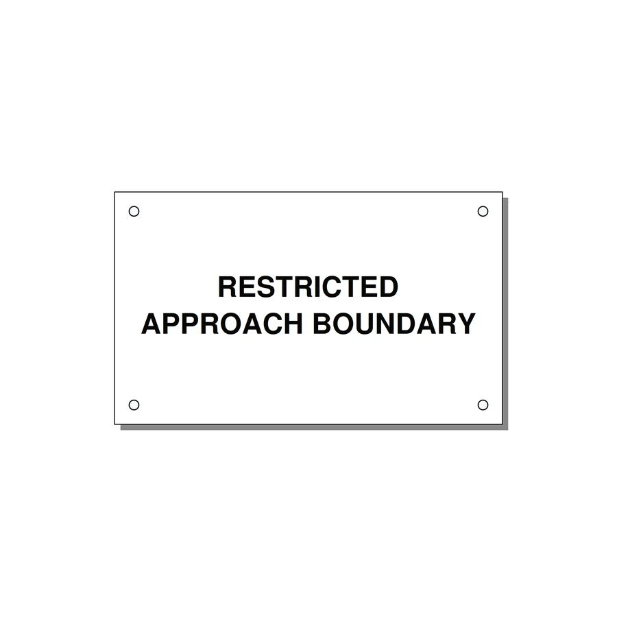 5.0x3.0" Safety Label - RESTRICTED APPROACH BOUND — 5x3" Black on White, Holes