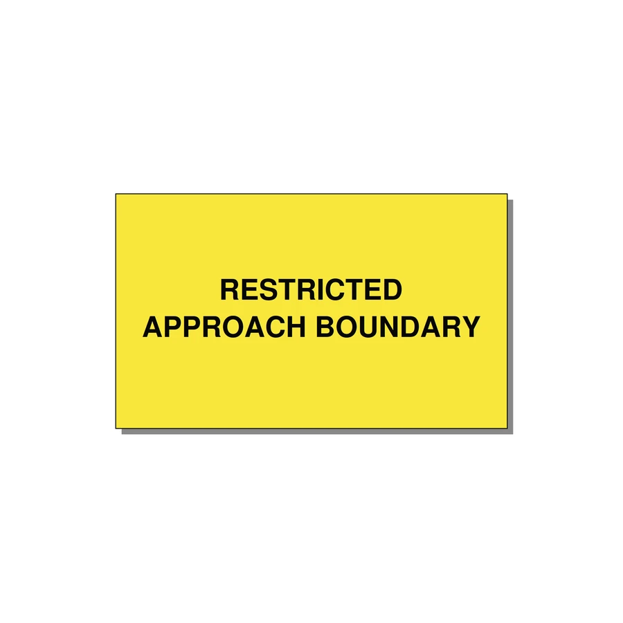 5.0x3.0" Safety Label - RESTRICTED APPROACH BOUND — 5x3" Black on Yellow, Adhesive