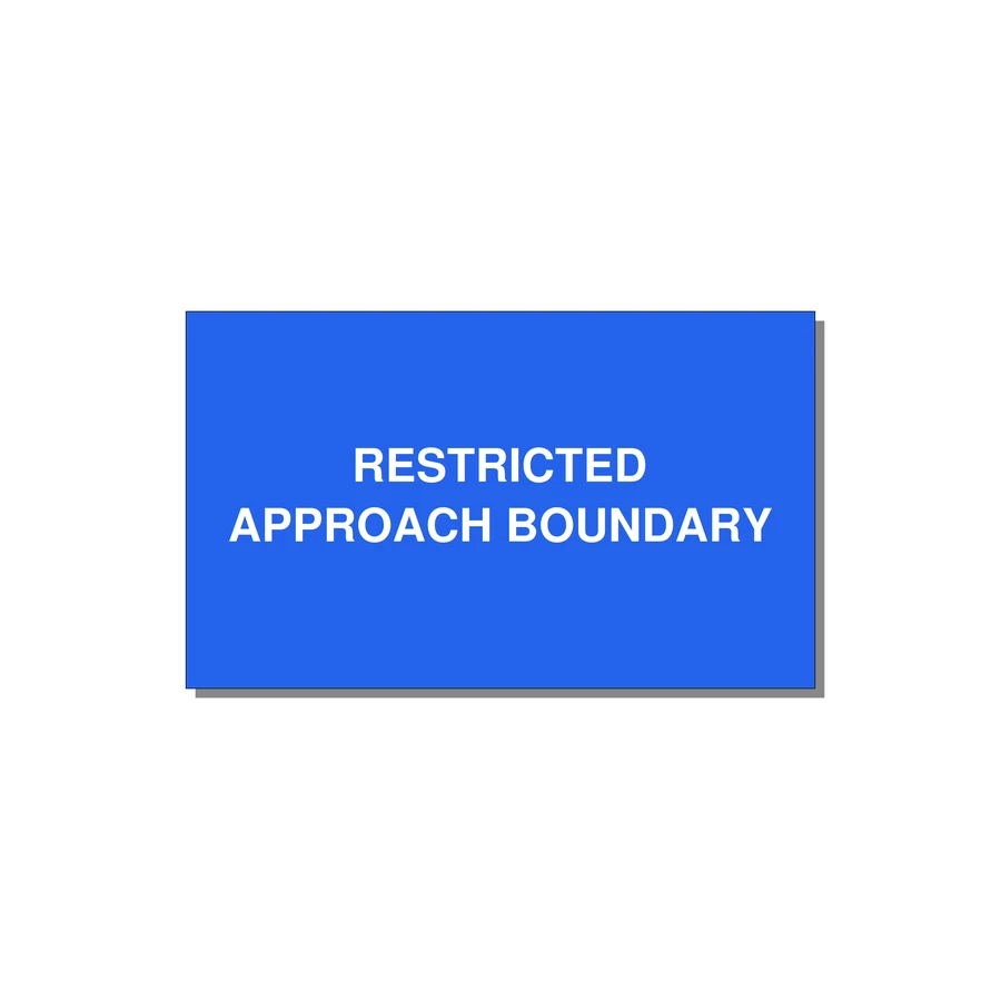 5.0x3.0" Safety Label - RESTRICTED APPROACH BOUND — 5x3" White on Blue, Adhesive