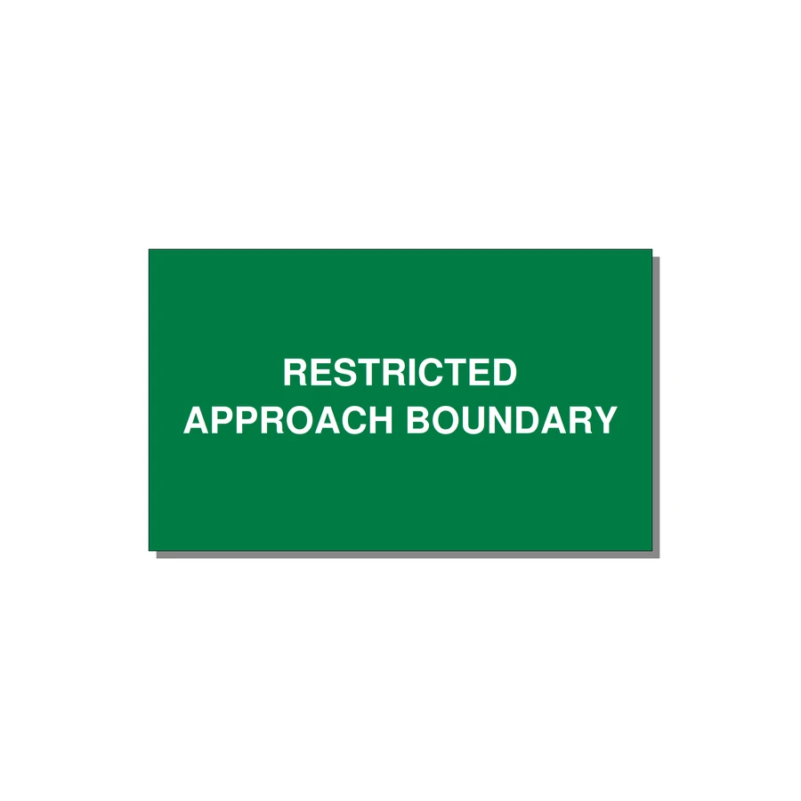 5.0x3.0" Safety Label - RESTRICTED APPROACH BOUND — 5x3" White on Green, Adhesive