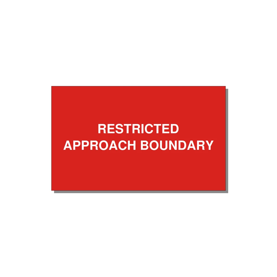 5.0x3.0" Safety Label - RESTRICTED APPROACH BOUND — 5x3" White on Red, Adhesive