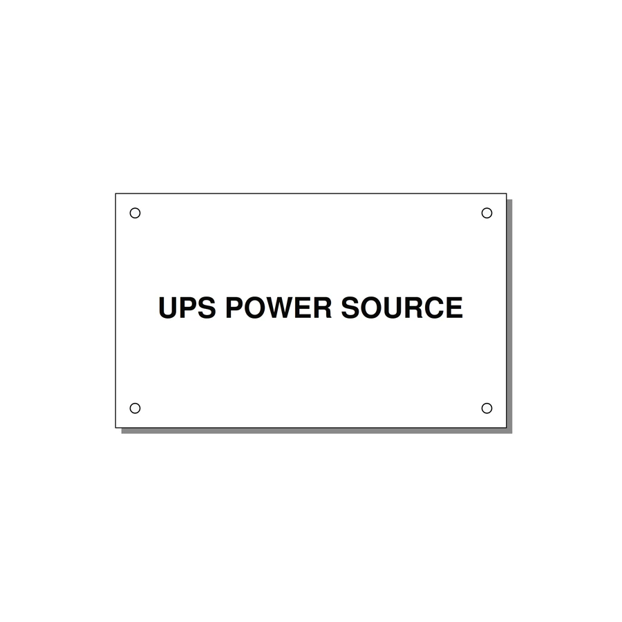 5.0x3.0" Safety Label - UPS POWER SOURCE — 5x3" Black on White, Holes