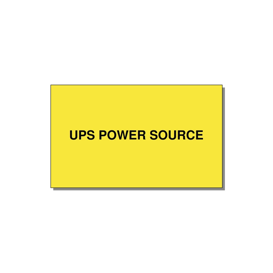 5.0x3.0" Safety Label - UPS POWER SOURCE — 5x3" Black on Yellow, Adhesive